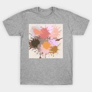 Modern Geometric Pattern Paint Splot Rose Peach Ink Doodle Style T-Shirt